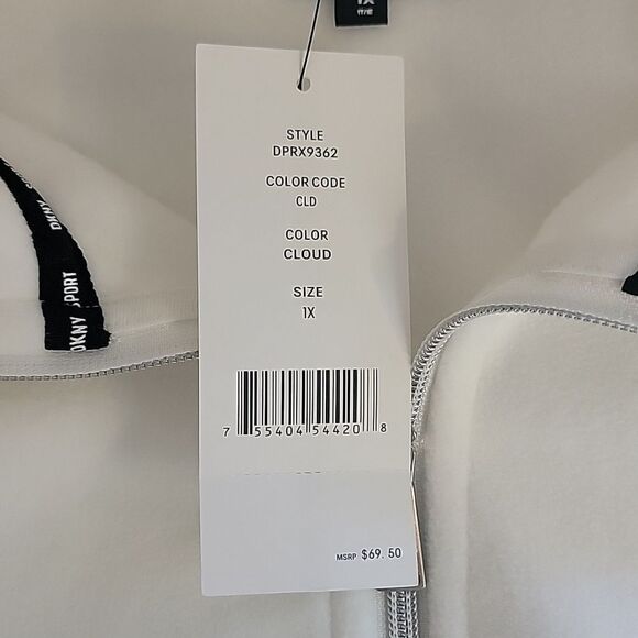 DKNY sport full zip fleece jacket in cloud white Women's Size 1X - Picture 11 of 14